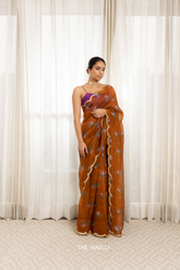 Marigold Ochre Organza Silk Saree